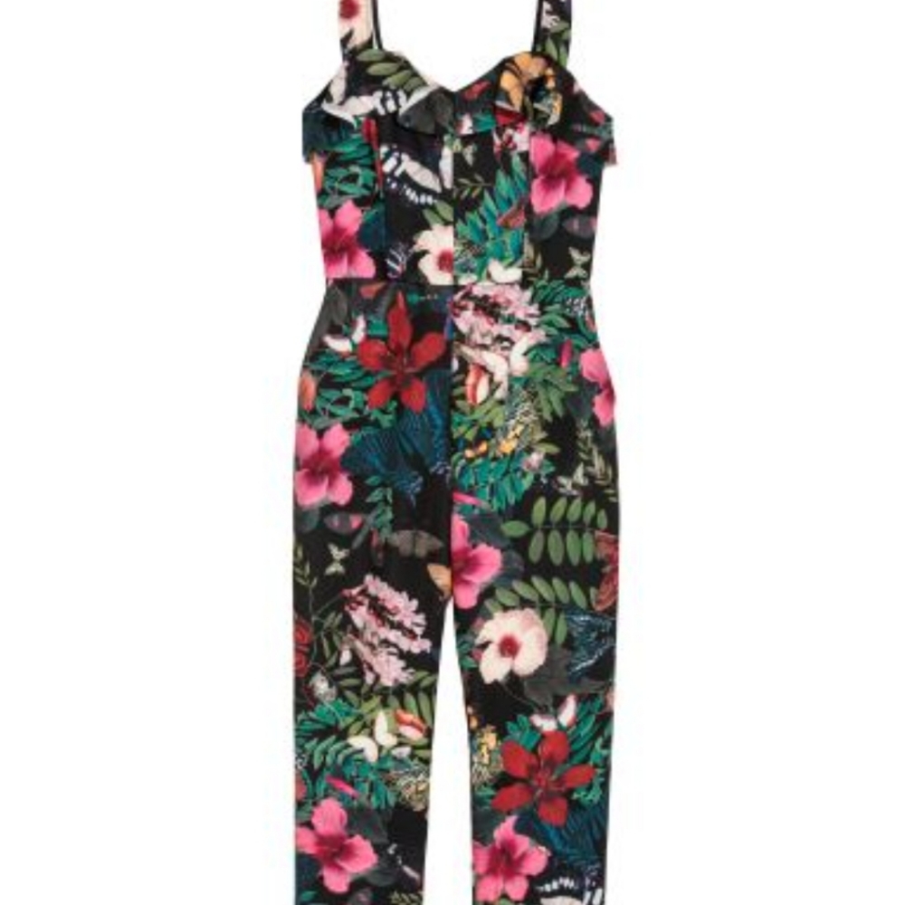 H&M Floral back zip Jumpsuit size 8